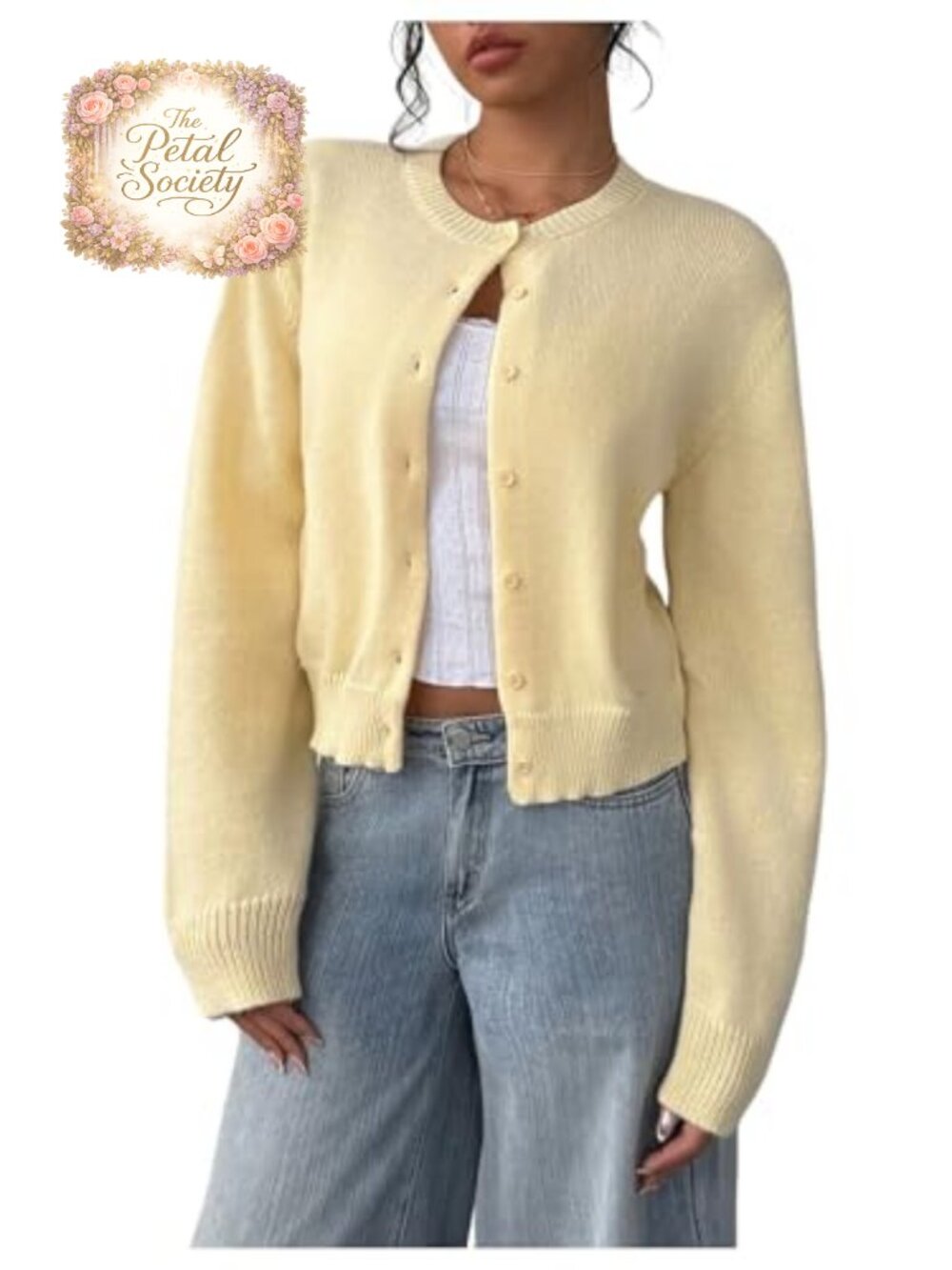 Women's Button Down Cropped Lightweight Cardigan Sweater